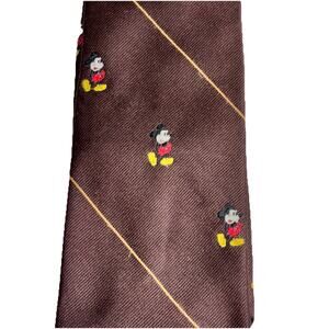 Vintage 70s Walt Disney Productions Mickey Mouse Novelty Tie Cervantes Polyester